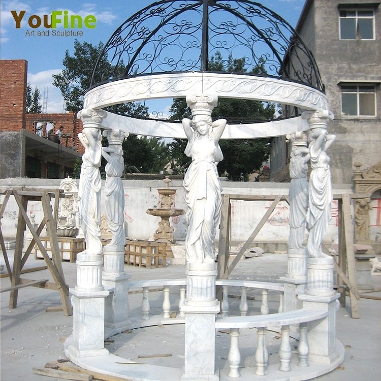 Round Roof Stone Outdoor White  Dome Gazebo