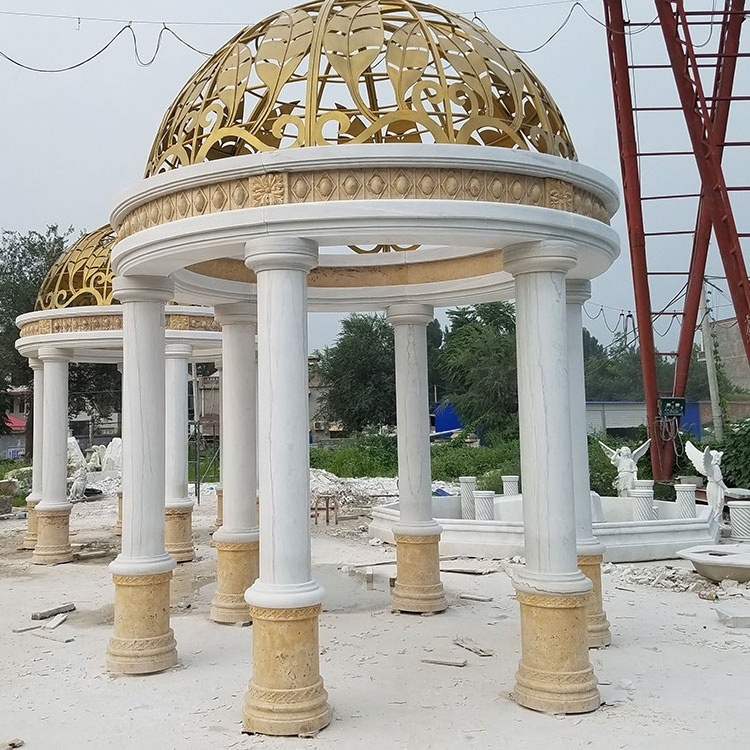 Round Roof Stone Outdoor White  Dome Gazebo