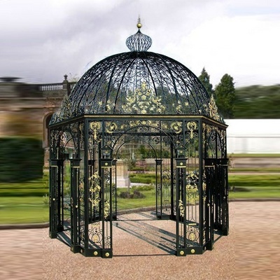 Outdoor Garden Wrought Cast Iron Gazebo With Metal Roof