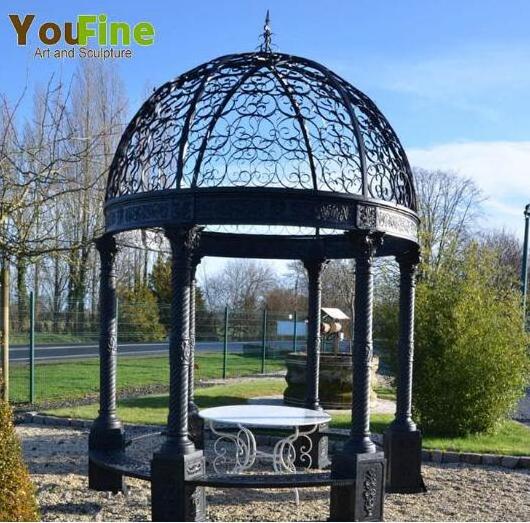 Outdoor Garden Wrought Cast Iron Gazebo With Metal Roof