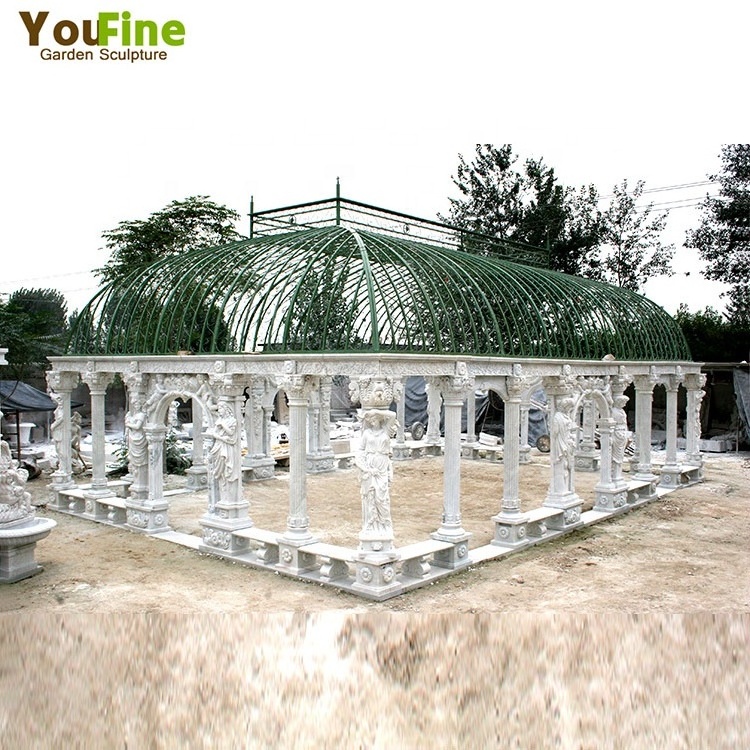 Large Outdoor Luxury Modern Natural Stone Pavilion Garden Marble Gazebo for Decor