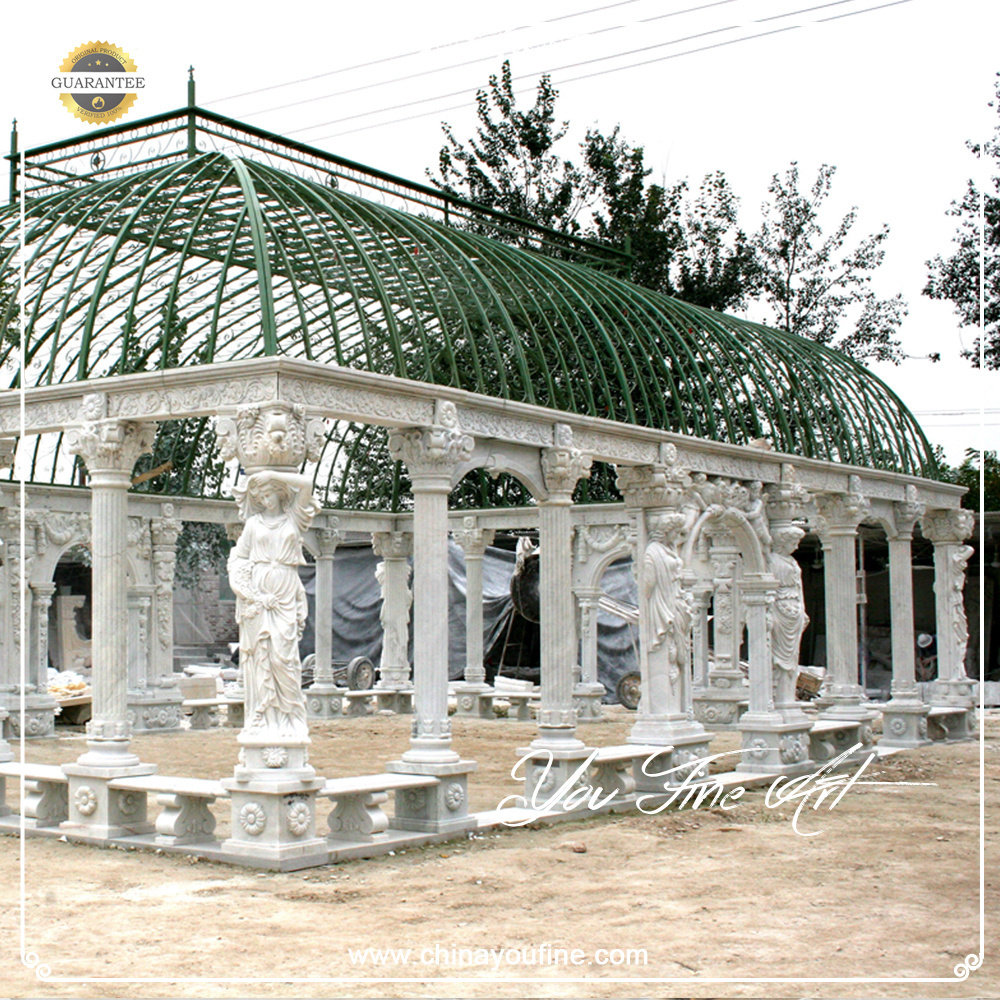 Large Outdoor Luxury Modern Natural Stone Pavilion Garden Marble Gazebo for Decor