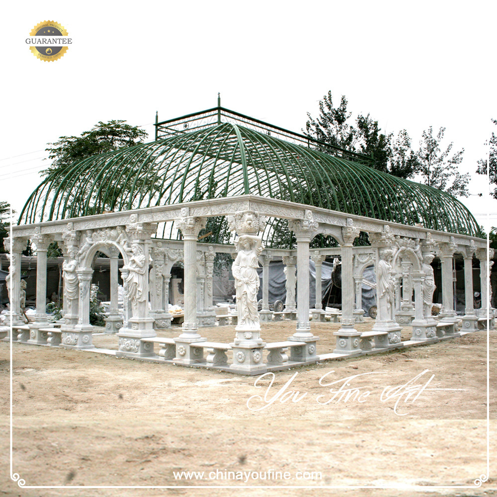 Large Outdoor Luxury Modern Natural Stone Pavilion Garden Marble Gazebo for Decor