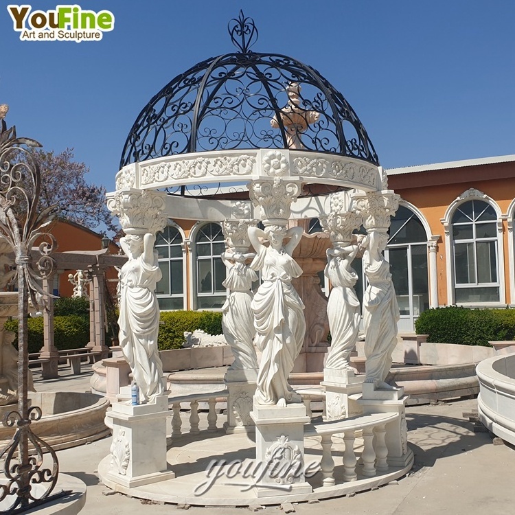 Luxury Large Greek White Modern Stone Marble Figure Garden Outdoor Gazebo with Figure