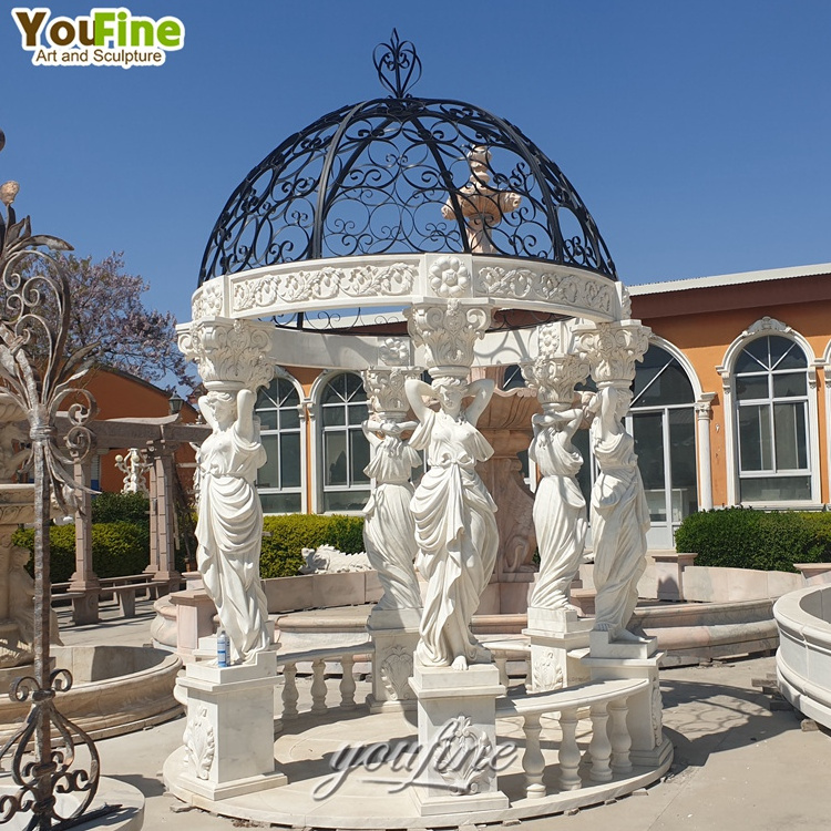 Luxury Large Greek White Modern Stone Marble Figure Garden Outdoor Gazebo with Figure