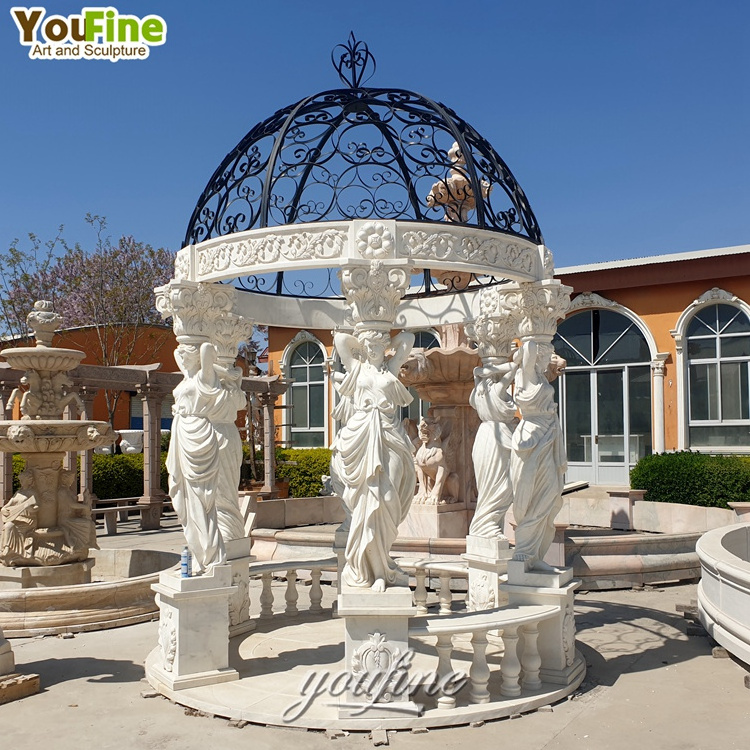 Luxury Large Greek White Modern Stone Marble Figure Garden Outdoor Gazebo with Figure