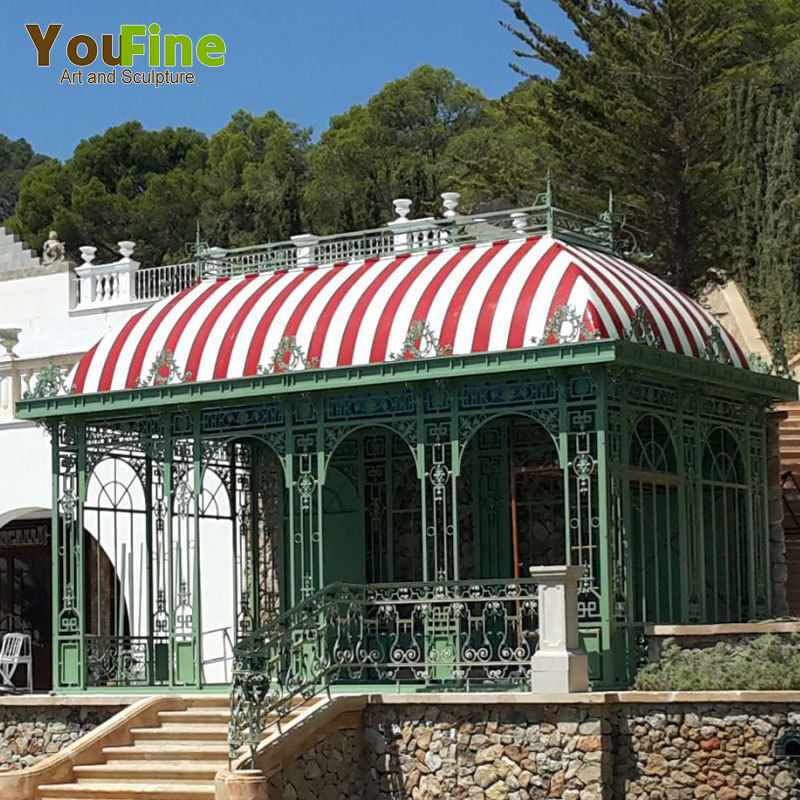 Popular garden iron pavilion gazebo with roof