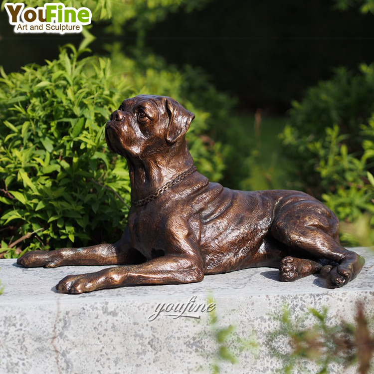 Outdoor Garden Casting Animal Sculpture Bronze Boxer Dog Statue for Sale