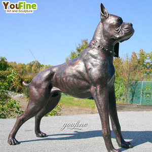 Outdoor Garden Casting Animal Sculpture Bronze Boxer Dog Statue for Sale