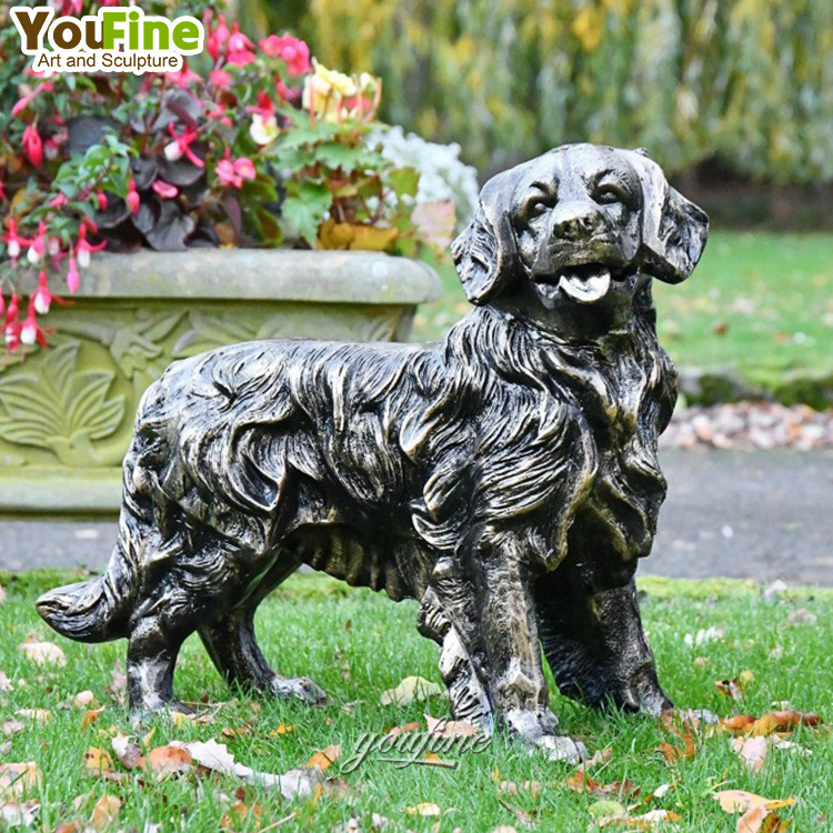 Custom Made Life Size Home Decorative Metal Bronze Golden Retriever Dog Statue