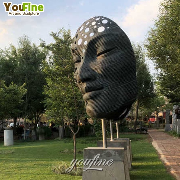 Large Garden Cast Bronze Metal Art Human Face Landscape Sculptures Statue Abstract Modern Bronze 3D Wall Face Sculpture