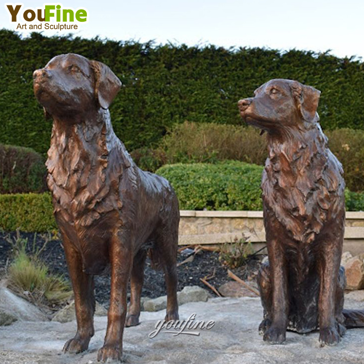 Custom Made Life Size Home Decorative Metal Bronze Golden Retriever Dog Statue