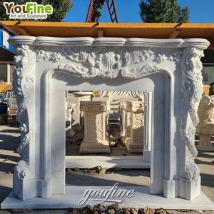 Modern Simple Style Freestanding Gas White Marble Fireplace Frame Indoor Used Fireplace