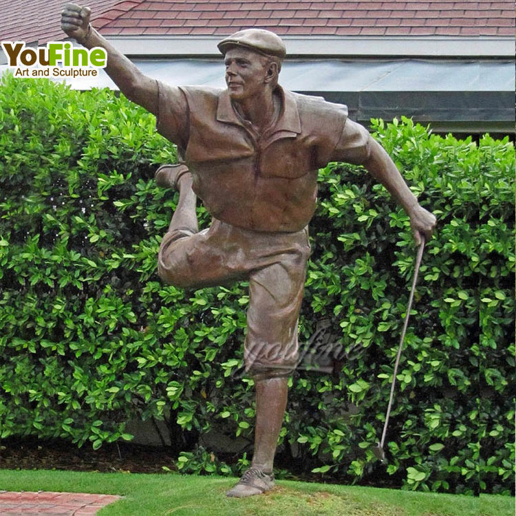 Outdoor Golf Course Decor Custom Size Casting Bronze Golf Player Statue