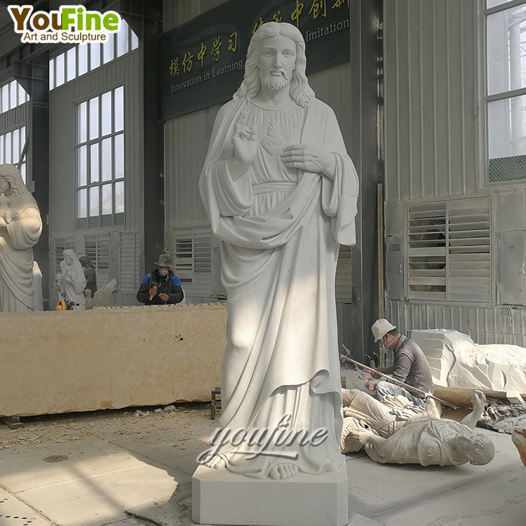 Life Size Outdoor Garden Hand Carved  Marble Jesus Stone Sculpture For Church