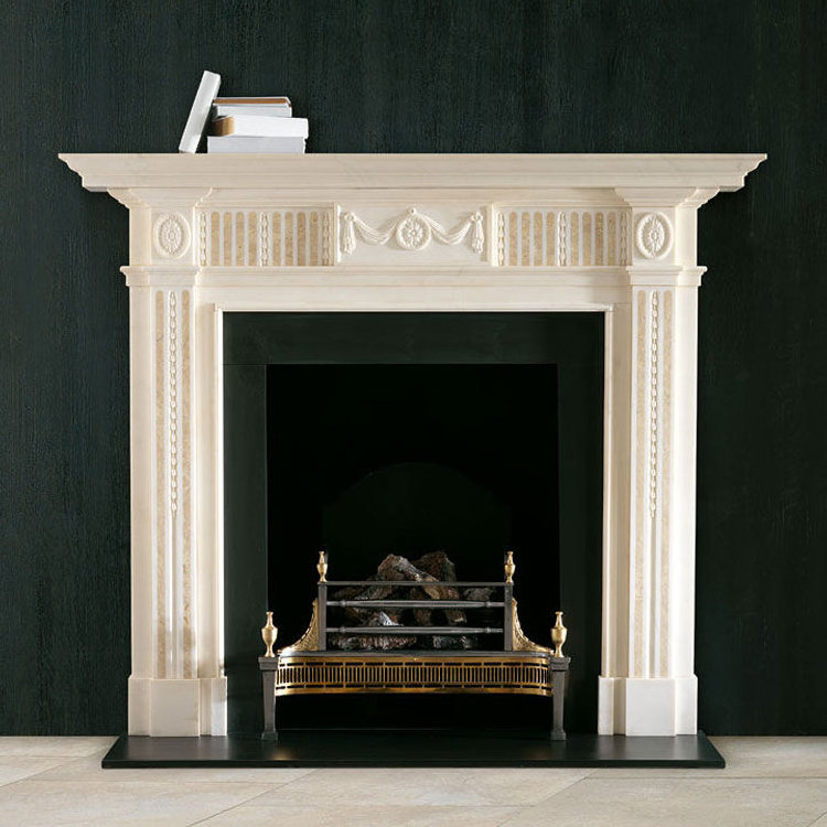 Louis Decoration Carved Flower Fireplace Mantel Surround Granite Fireplace