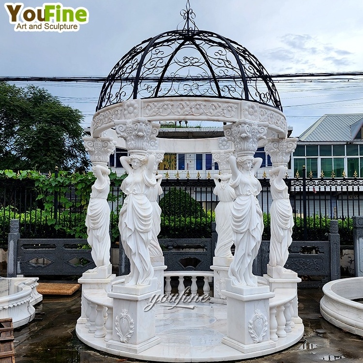 Natural Stone Garden Decor Gazebo Outdoor Marble Traditional Style