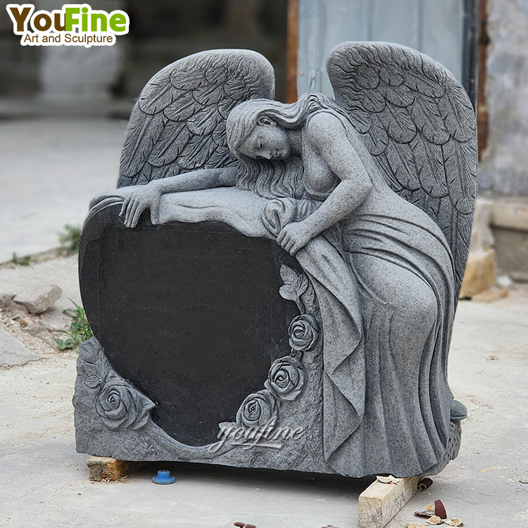 Hand Carved Black Granite Tree Carving Headstone