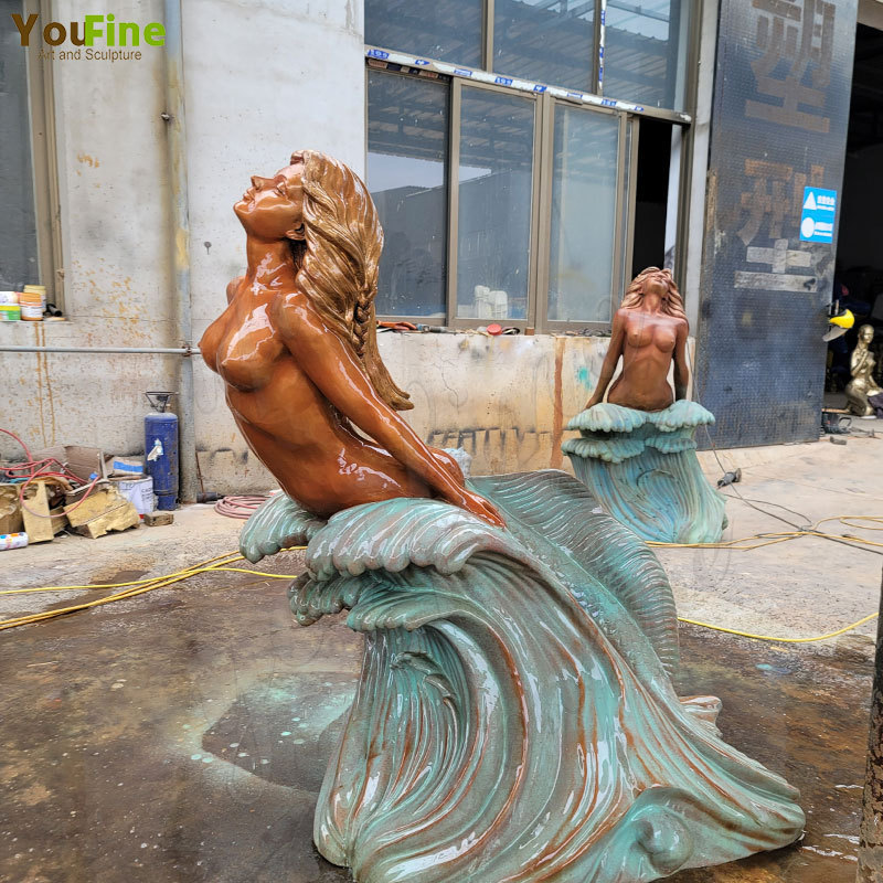 Life Size Modern Garden Metal Bronze Mermaid Statue