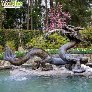 Outdoor Bronze Life Size Statues Big Size Chinese Dragon Water Fountain