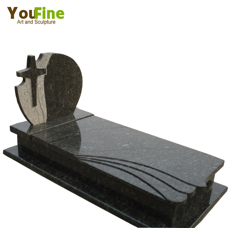 Cross Black Granite Tombstone Bible Headstone