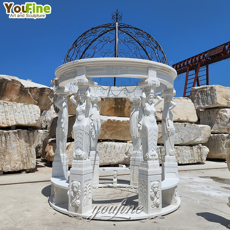 Natural Stone Garden Decor Gazebo Outdoor Marble Traditional Style