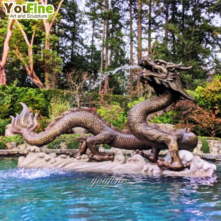 Outdoor Bronze Life Size Statues Big Size Chinese Dragon Water Fountain