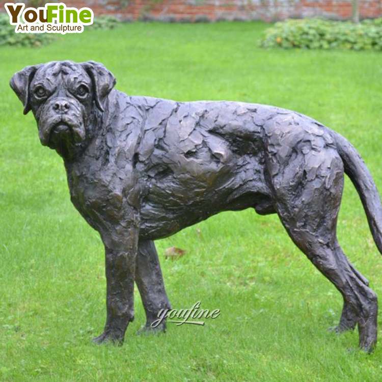 Outdoor Garden Casting Animal Sculpture Bronze Boxer Dog Statue for Sale