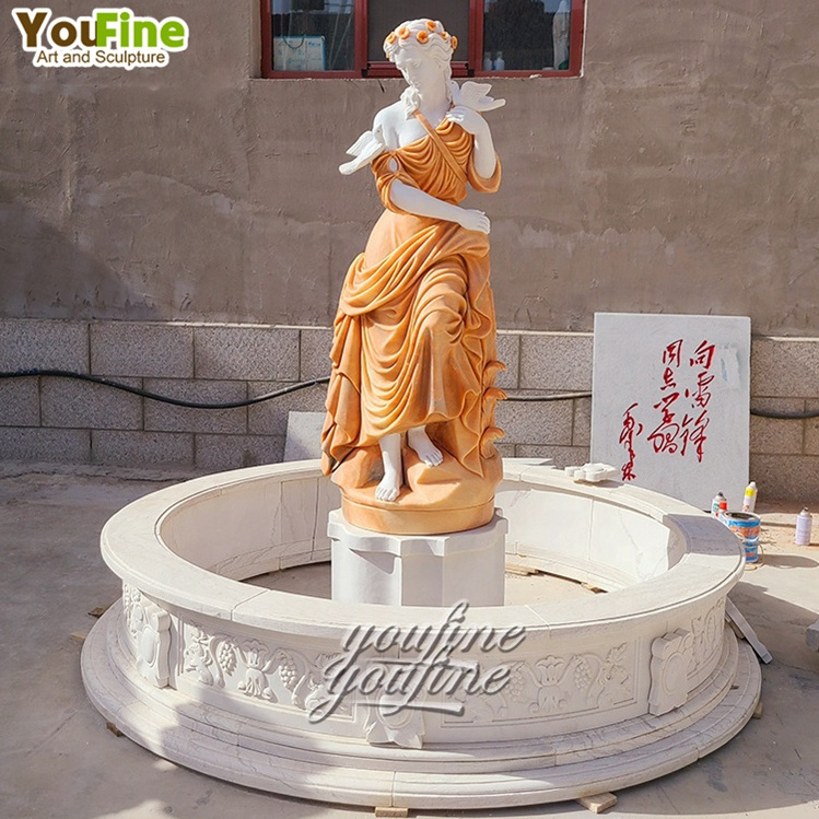 High Quality Hand Carved Beautiful Marble Woman Female Statues Fountain For Sale