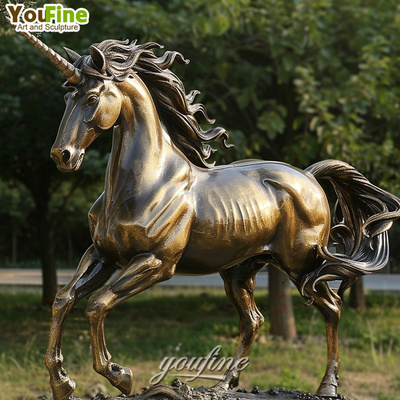 Outdoor Garden Decor Bronze Casting Life Size Unicorn Horse Statue