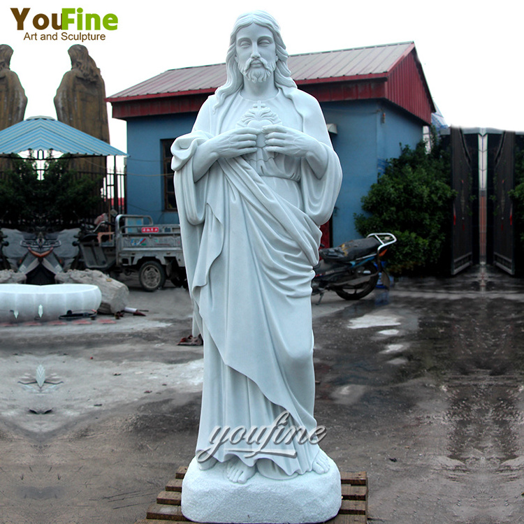 Life Size Outdoor Garden Hand Carved  Marble Jesus Stone Sculpture For Church