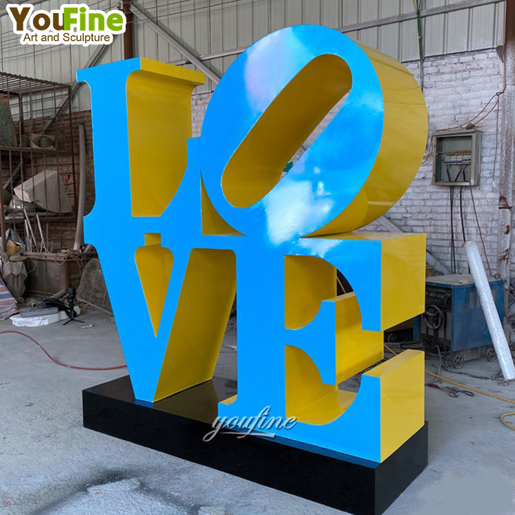 Modern Abstract Outdoor Garden Metal Letter Statue Stainless Steel Love Sculpture