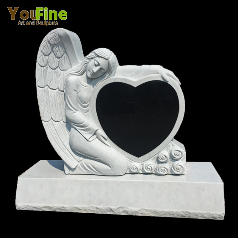 Granite Stone Angel Headstone with Heart Shape