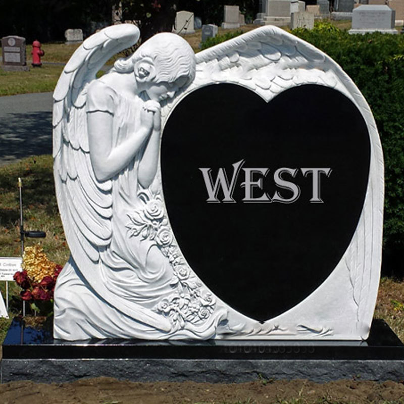 Granite Stone Angel Headstone with Heart Shape