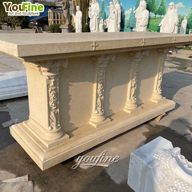 Hand Carved Catholic Church Natural Stone Marble Altar Table