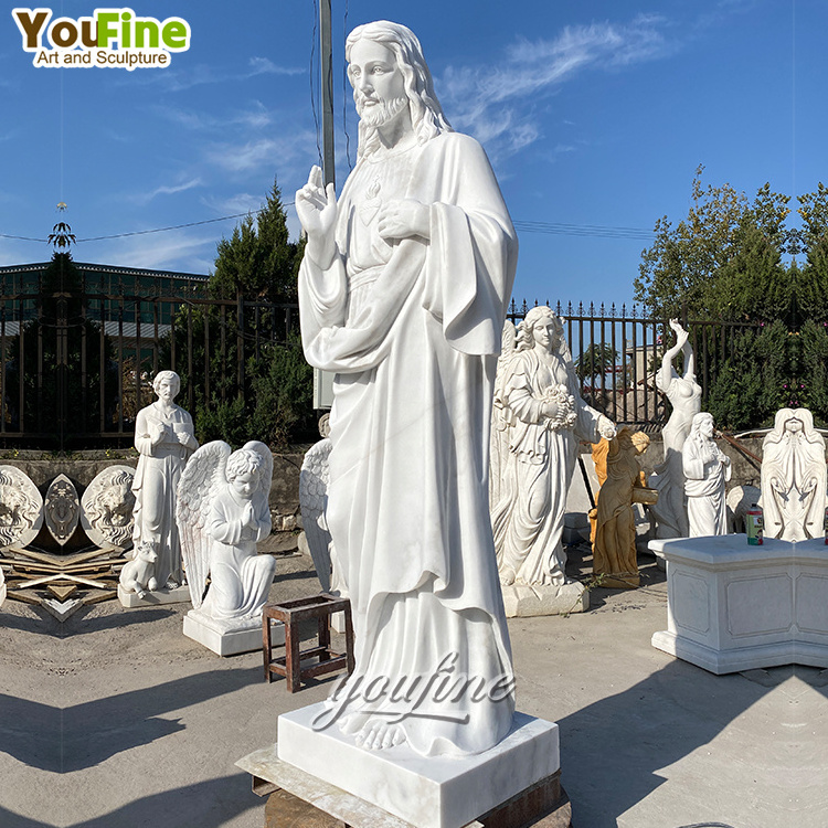 Life Size Outdoor Garden Hand Carved  Marble Jesus Stone Sculpture For Church