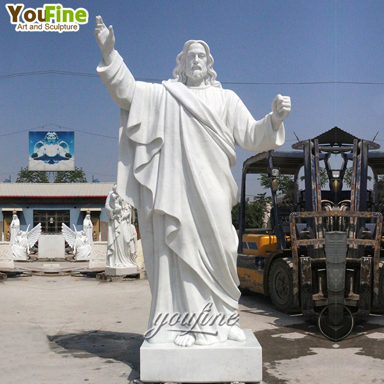 Life Size Outdoor Garden Hand Carved  Marble Jesus Stone Sculpture For Church