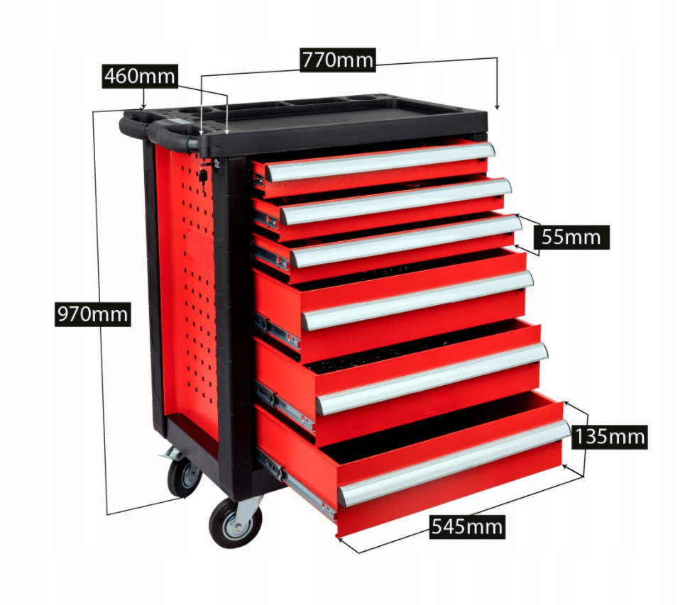 6-Drawer Steel Auto Repair Tool Storage Cabinet Workbench Rolling Tool Chest with Tool Drawers