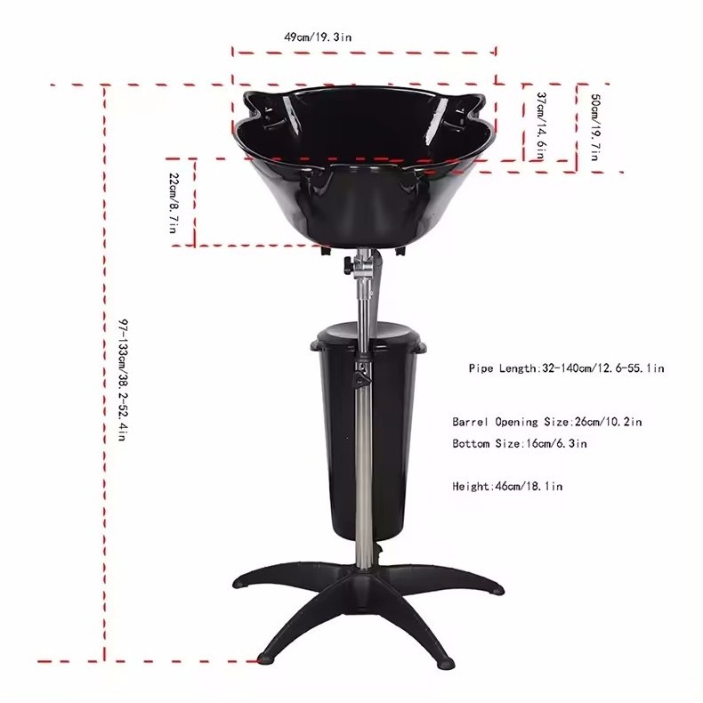 Shampoo sink Salon  Portable shampoo sink and basin height adjustable shampoo bowl with bucket and drain hose