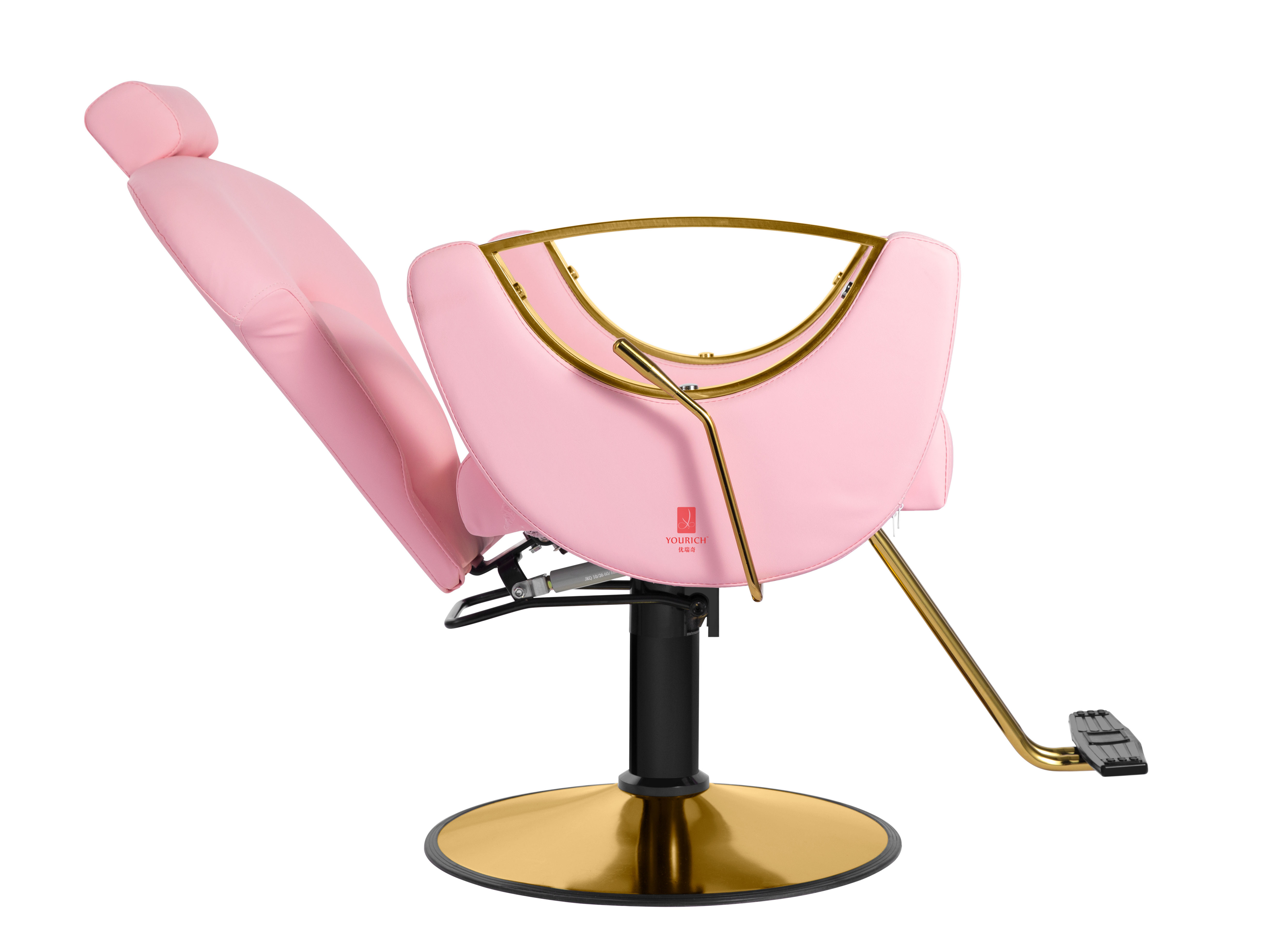 Pink Barbershop Chair Reclining Gold Barber Chair For Hair Stylist 360 Swivel Salon Styling Chair Furniture Wholesale