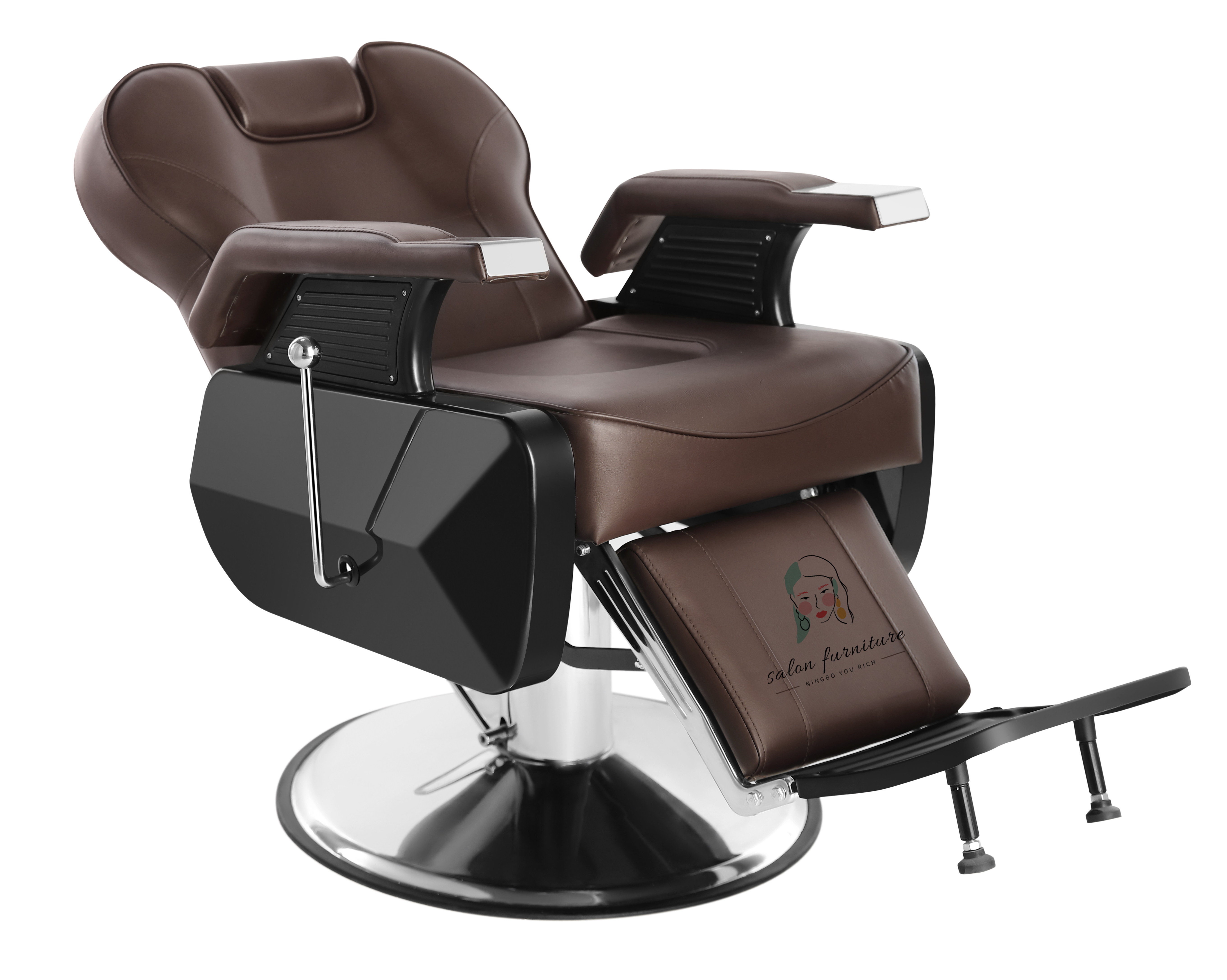 Modern barber chair brown with big pump barbershop  hairdressing chair salon furniture wholesale price include shipping cost