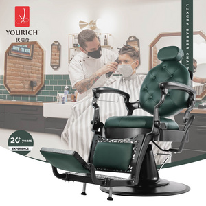 360 reclining  barber chair vintage green barbershop chairs custom logo hair salon beauty equiment