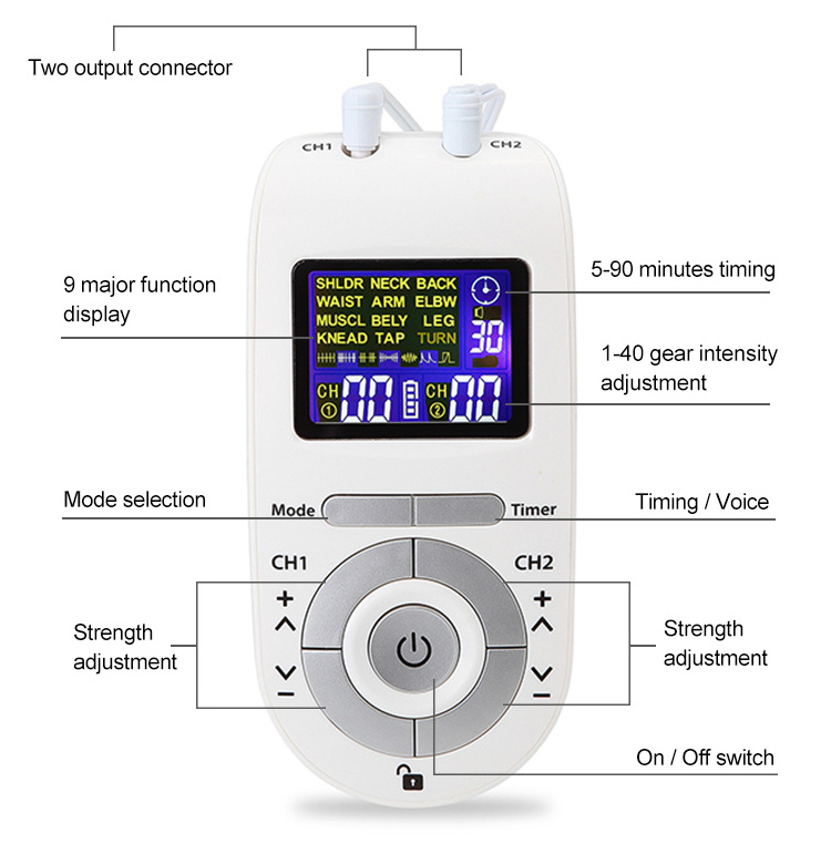 Digital Muscle Stimulator Electro Pulse Massage Therapy Machine Tens Therapy Unit Ems Electronic Pulse Massager