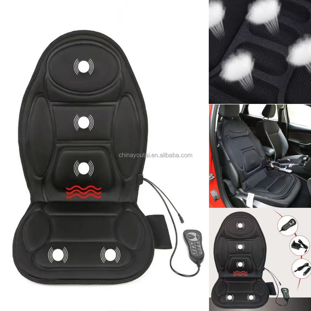 2024 New Product Massage Seat Cushion 4 Vibration Intensities Electric Back Massager Chair Pad