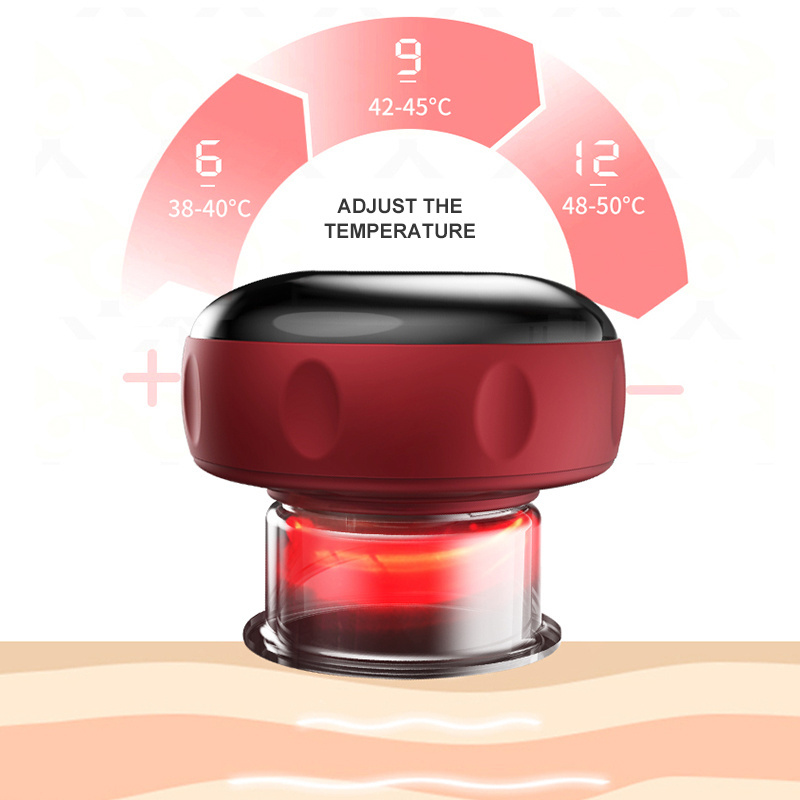 Custom Packaging 12 Level Red Smart Gua Sha Cupping Massage Tool Electric Cupping Therapy Set