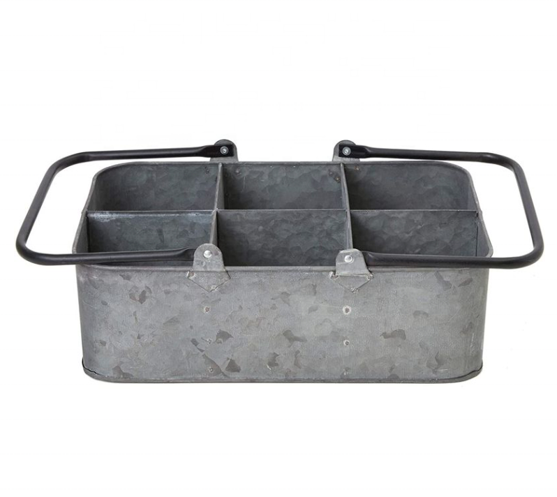 Galvanized Metal Utensil Holder  Outdoor Kitchen Patio Garden Party Storage Organizer Flatware Caddy