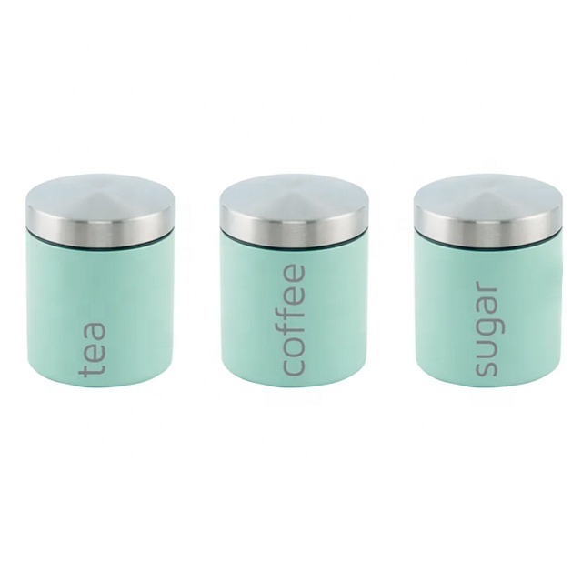 Stainless steel storage kitchen canister sets 3 Piece Coffee Tea Sugar Jar Sets