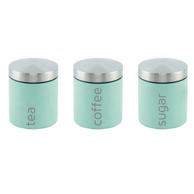 Stainless steel storage kitchen canister sets 3 Piece Coffee Tea Sugar Jar Sets