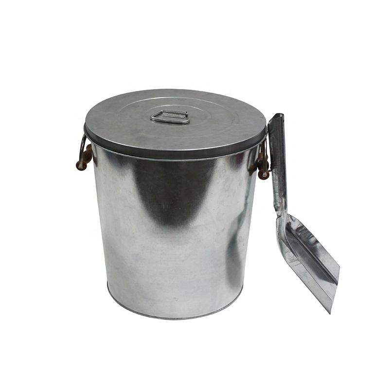 Galvanized Steel Fireproof Fireside Ash Bucket Fireplace Metal Bucket for AshesPellet Charcoal Bucket Ash Can