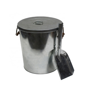 Galvanized Steel Fireproof Fireside Ash Bucket Fireplace Metal Bucket for AshesPellet Charcoal Bucket Ash Can